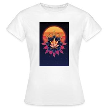 Sonnenmandala Cannabisblatt - Frauen T-Shirt - Weiß - Vorne - AI Model Female 172 dark (172cm)