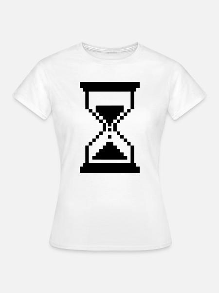 Pixel Sanduhr Ladesymbol - Frauen T-Shirt - Weiß