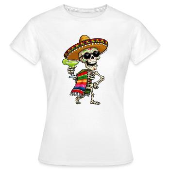 Fiesta Skeleton with Sombrero and Margarita - Women's T-Shirt - white - Front - AI Model Female 172 dark (172cm)