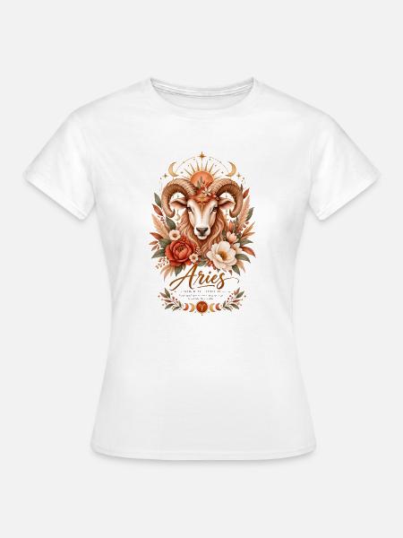 Widder-Tierkreis-Terrakotta-Botanische Astrologie - Frauen T-Shirt - Weiß