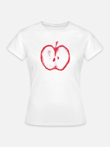 Roter Apfelschnitt Silhouette - Frauen T-Shirt - Weiß