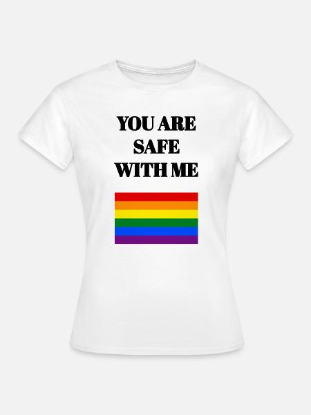 Stolze Verbündete, Regenbogenflagge, du bist bei mir sicher - Frauen T-Shirt - Weiß