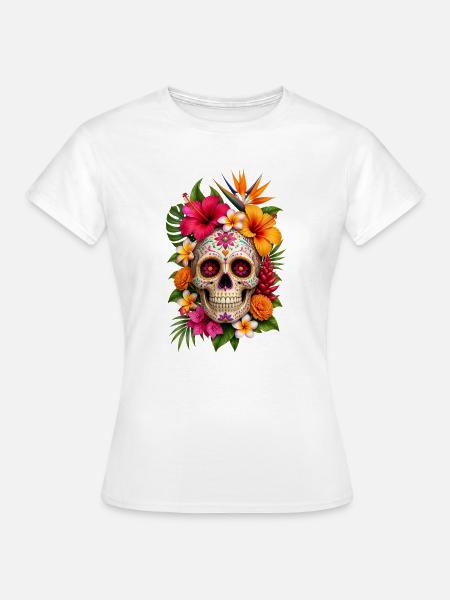 Halloween Sugar Skull Sugarskull  - Frauen T-Shirt - Weiß