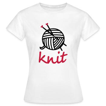 Stricken Wolle Stricknadeln knit Motiv Geschenke - Frauen T-Shirt - Weiß - Vorne - AI Model Female 172 dark (172cm)