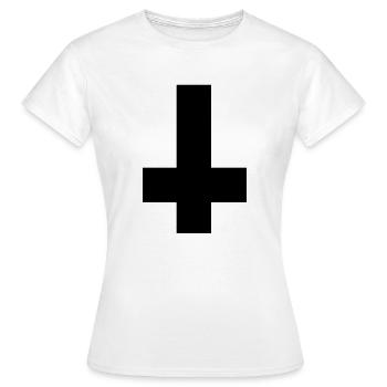 cross upside down - Women's T-Shirt - white - Front - AI Model Female 172 dark (172cm)