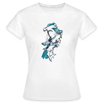 Hammerhai Hai Fisch karikatur - Frauen T-Shirt - Weiß - Vorne - AI Model Female 172 dark (172cm)