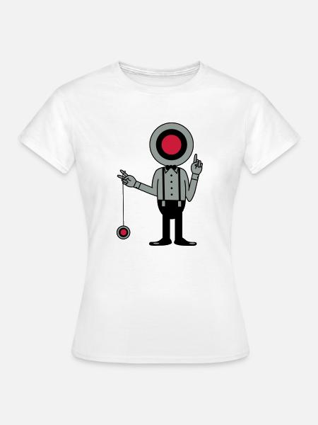 Mann mit Zielscheibe und Jojo - Frauen T-Shirt - Weiß