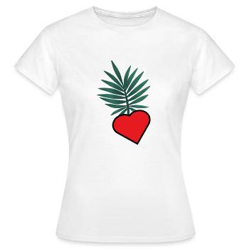 HERZ. HERZ. VALENTINSTAG. LIEBE. LIEBE. HERZ - Frauen T-Shirt - Weiß - Vorne - AI Model Female 172 dark (172cm)