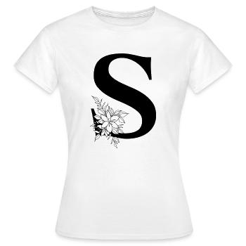 Buchstabe S - Frauen T-Shirt - Weiß - Vorne - AI Model Female 172 dark (172cm)