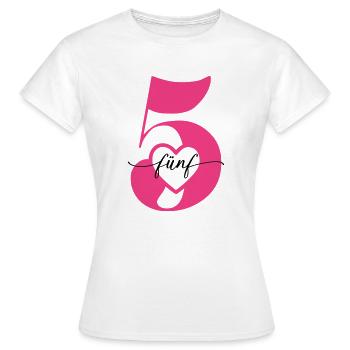 Ziffer Fünf 5 mit Herz - Frauen T-Shirt - Weiß - Vorne - AI Model Female 172 dark (172cm)