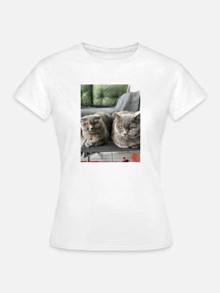 Katzen die Kuscheln - Frauen T-Shirt - Weiß