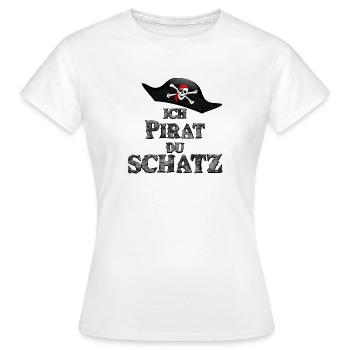 Ich Pirat Du Schatz - - Frauen T-Shirt - Weiß - Vorne - AI Model Female 172 dark (172cm)