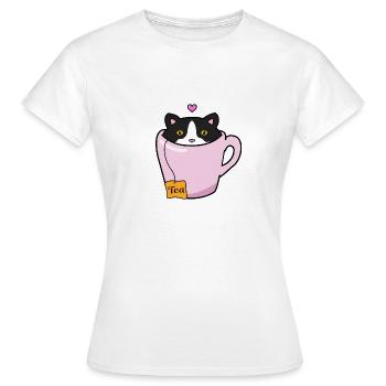 Chat noir et blanc - T-shirt Femme - blanc - Devant - AI Model Female 172 dark (172cm)