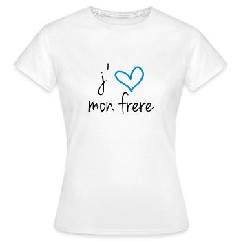 J'aime mon frère - T-shirt Femme - blanc - Devant - AI Model Female 172 dark (172cm)