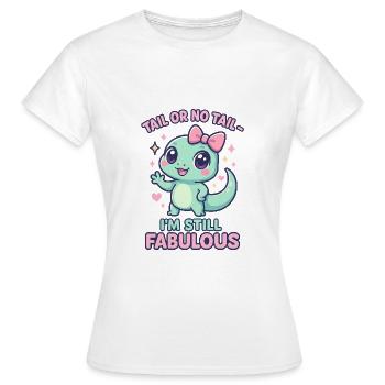 Cool Funny Gecko Dicton - queue ou pas queue - T-shirt Femme - blanc - Devant - AI Model Female 172 dark (172cm)