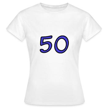 50. 50 YEARS. 50th ANNIVERSARY. 50TH ANNIVERSARY. - Women's T-Shirt - white - Front - AI Model Female 172 dark (172cm)