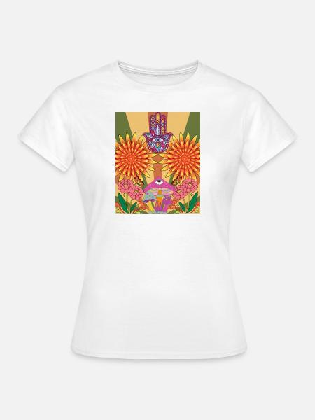 Psychedelic Flower Design - Frauen T-Shirt - Weiß