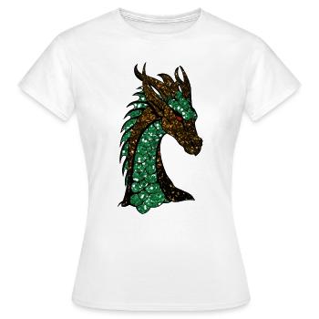 Le dragon étincelant d'or vert - T-shirt Femme - blanc - Devant - AI Model Female 172 dark (172cm)