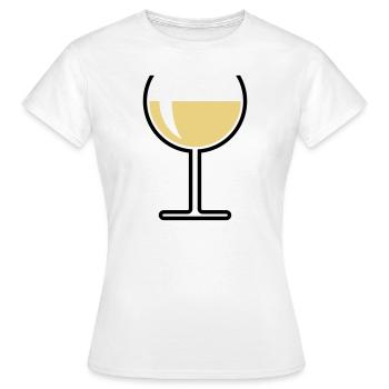 Verre à vin blanc rond ouvert (vin blanc / vin / 2C) - T-shirt Femme - blanc - Devant - AI Model Female 172 dark (172cm)