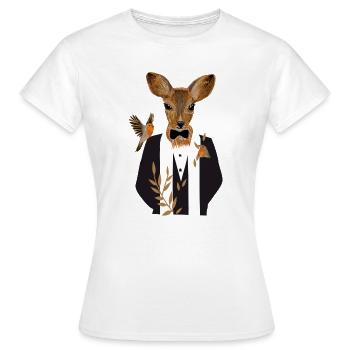 Reh im Smoking - Frauen T-Shirt - Weiß - Vorne - AI Model Female 172 dark (172cm)