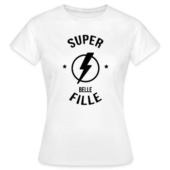 belle-fille / beau-fils / beau fils / belle fille - T-shirt Femme - blanc - Devant - AI Model Female 172 dark (172cm)
