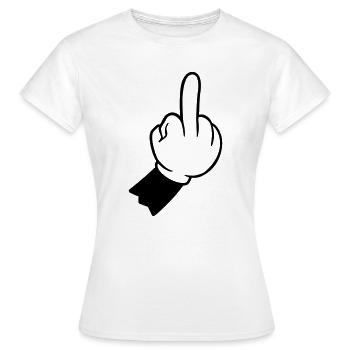 Handzeichen mittelfinger hand - Frauen T-Shirt - Weiß - Vorne - AI Model Female 172 dark (172cm)