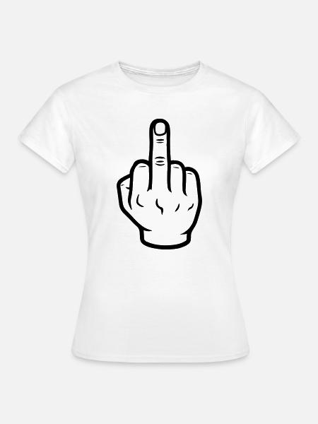 Hand Mittelfinger - Frauen T-Shirt - Weiß