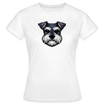 Pixelhunde Schnauzerporträt im Retro-Stil - Frauen T-Shirt - Weiß - Vorne - AI Model Female 172 dark (172cm)