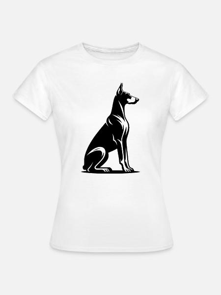 Treuer Dobermann Wachhund Silhouette - Frauen T-Shirt - Weiß