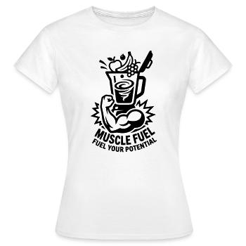 Fitness Muskel Energie Treibstoff - Frauen T-Shirt - Weiß - Vorne - AI Model Female 172 dark (172cm)