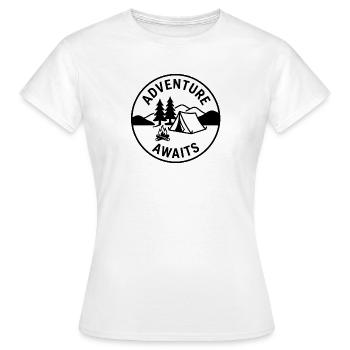 Adventure Awaits Camping Emblem - Women's T-Shirt - white - Front - AI Model Female 172 dark (172cm)