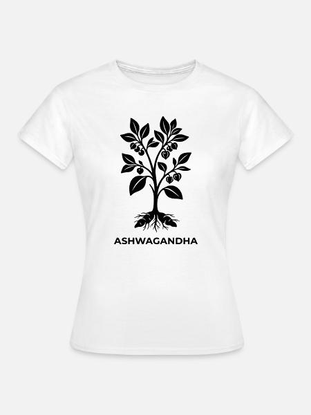 Ashwagandha Pflanze Silhouette - Frauen T-Shirt - Weiß
