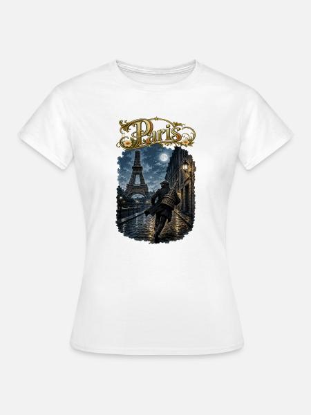 Paris bei Vollmond - Frauen T-Shirt - Weiß