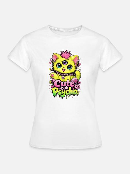 Cute but Psycho Cat - Frauen T-Shirt - Weiß