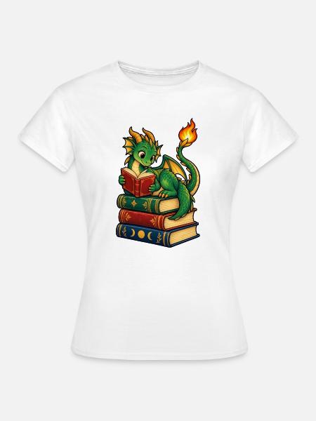 Bibliotheksdrache - Frauen T-Shirt - Weiß