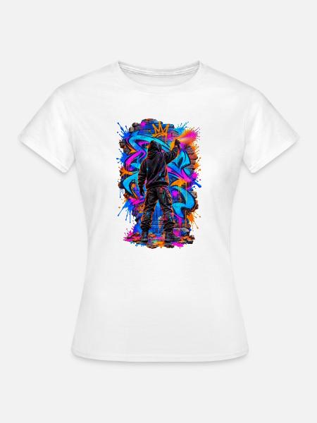Graffiti-Künstler – Urbane Farbexplosion - Frauen T-Shirt - Weiß