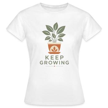 Keep Growing Pflanze Blumentopf Spruch Statement - Frauen T-Shirt - Weiß - Vorne - AI Model Female 172 dark (172cm)