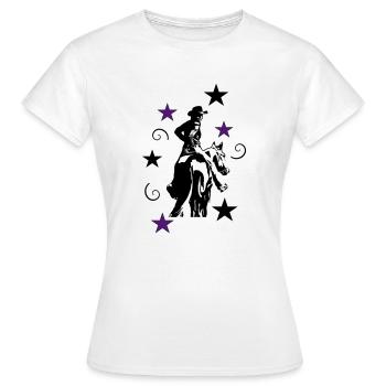 Rider Western Cow-girl avec la silhouette de - T-shirt Femme - blanc - Devant - AI Model Female 172 dark (172cm)