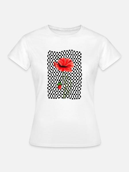 Rote Mohnblume - Frauen T-Shirt - Weiß