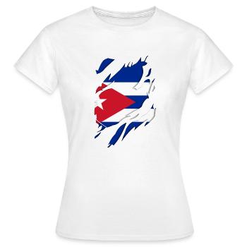 Cuba flag torn motif - Women's T-Shirt - white - Front - AI Model Female 172 dark (172cm)