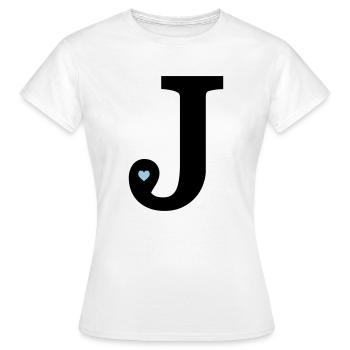 Lettre J initiale - T-shirt Femme - blanc - Devant - AI Model Female 172 dark (172cm)
