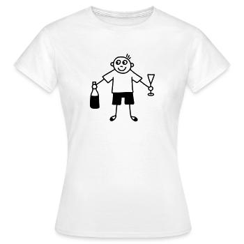 Mann mit Sektglas & Sektflasche - Frauen T-Shirt - Weiß - Vorne - AI Model Female 172 dark (172cm)