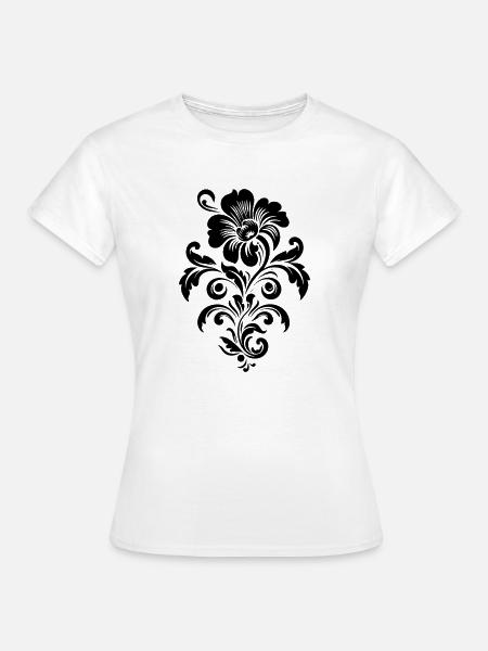 Blumenmuster Linienzeichnung - Frauen T-Shirt - Weiß