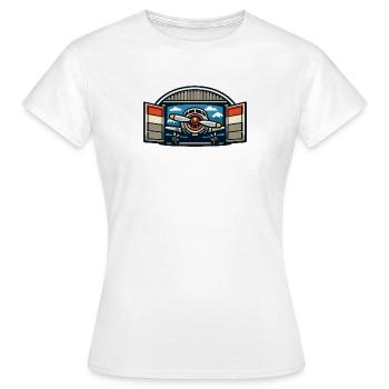 Retro Propeller Flugzeug Hangar - Frauen T-Shirt - Weiß - Vorne - AI Model Female 172 dark (172cm)