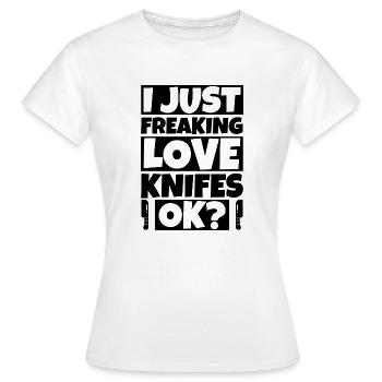 Knife Lover Funny Gifts Knife - Women's T-Shirt - white - Front - AI Model Female 172 dark (172cm)