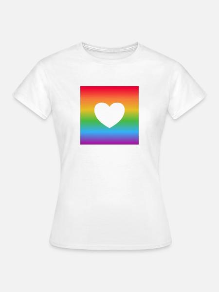 Regenbogen-Herz - Frauen T-Shirt - Weiß