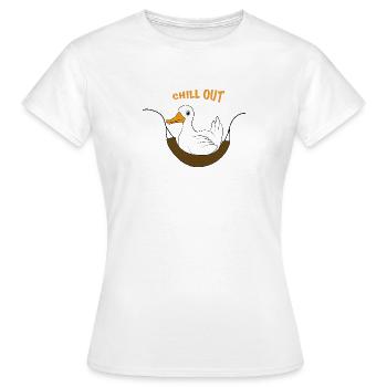 Drôle de canard disant chill out - T-shirt Femme - blanc - Devant - AI Model Female 172 dark (172cm)