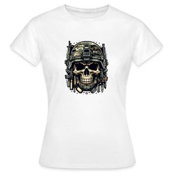 L’héritage du soldat : Crâne de camouflage - T-shirt Femme - blanc - Devant - AI Model Female 172 dark (172cm)