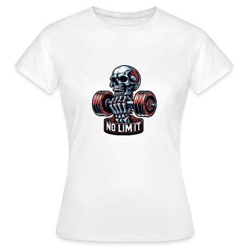 Crâne de musculation No Limit Workout avec haltère - T-shirt Femme - blanc - Devant - AI Model Female 172 dark (172cm)