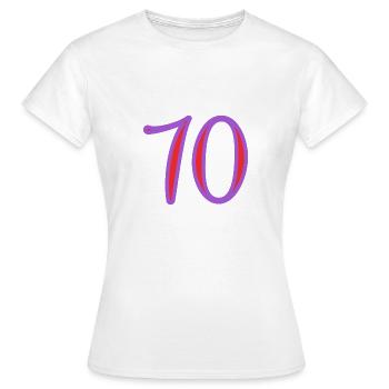 70. 70 ANS. 70e ANNIVERSAIRE. ANNIVERSAIRE 70 ANS. - T-shirt Femme - blanc - Devant - AI Model Female 172 dark (172cm)